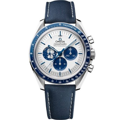 Omega Accesso esclusivo “Silver Snoopy Award” Speedmaster Serie Anniversario 42 mm, acciaio su cinturino in tessuto rivestito in nylon 310.32.42.50.02.001