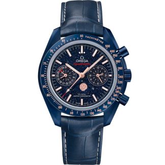 Omega Blue Side of the Moon Speedmaster Fasi lunari 44,25 mm, ceramica blu su cinturino di pelle 304.93.44.52.03.002