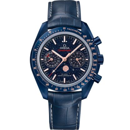 Omega Blue Side of the Moon Speedmaster Fasi lunari 44,25 mm, ceramica blu su cinturino di pelle 304.93.44.52.03.002