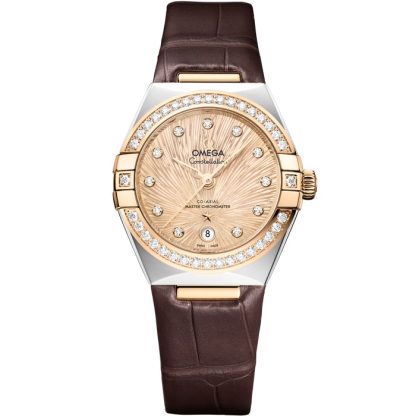 Omega Constellation 29 mm, acciaio - oro Moonshine™ su alligatore 131.28.29.20.58.001