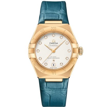 Omega Constellation 29 mm, oro giallo su cinturino di pelle 131.53.29.20.52.001