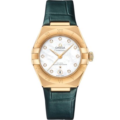 Omega Constellation 29 mm, oro giallo su cinturino di pelle 131.53.29.20.55.001