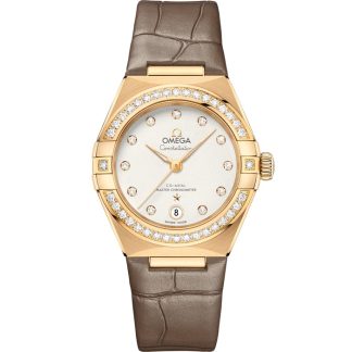 Omega Constellation 29 mm, oro giallo su cinturino di pelle 131.58.29.20.52.001