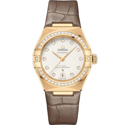 Omega Constellation 29 mm, oro giallo su cinturino di pelle 131.58.29.20.52.001