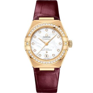 Omega Constellation 29 mm, oro giallo su cinturino di pelle 131.58.29.20.55.001