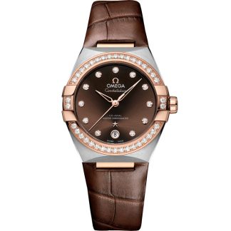 Omega Constellation 36 mm, acciaio-oro Sedna™ su cinturino di pelle 131.28.36.20.63.001