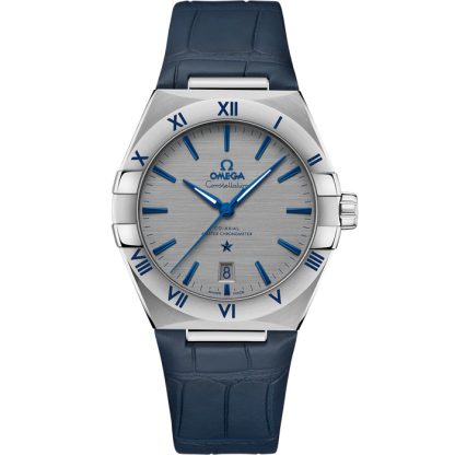 Omega Constellation 39 mm, acciaio su cinturino di pelle 131.13.39.20.06.002
