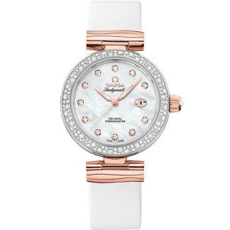 Omega De Ville Ladymatic 34 mm, acciaio-oro Sedna™ su cinturino di pelle 425.27.34.20.55.004