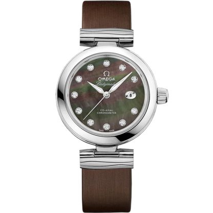Omega De Ville Ladymatic 34 mm, acciaio su cinturino di pelle 425.32.34.20.57.004