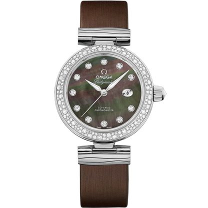 Omega De Ville Ladymatic 34 mm, acciaio su cinturino di pelle 425.37.34.20.57.004