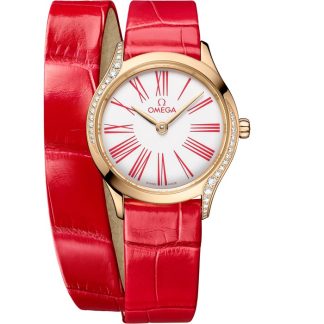 Omega De Ville Mini Trésor 26 mm, oro Moonshine™ su alligatore 428.58.26.60.04.003