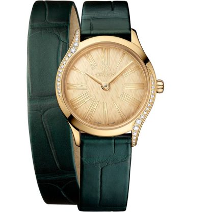 Omega De Ville Mini Trésor 26 mm, oro Moonshine™ su alligatore 428.58.26.60.99.002