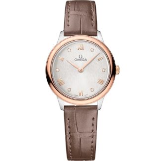 Omega De Ville Prestige 27,5 mm, acciaio-oro Sedna™ su cinturino di pelle 434.23.28.60.52.001