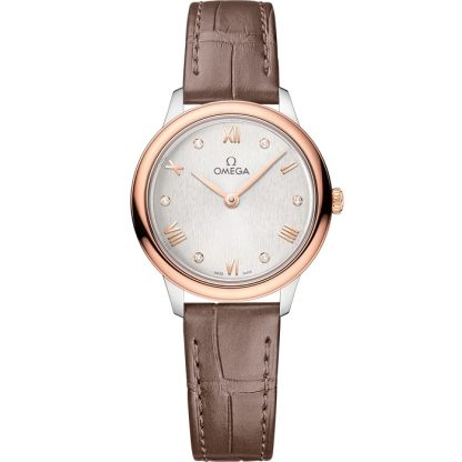 Omega De Ville Prestige 27,5 mm, acciaio-oro Sedna™ su cinturino di pelle 434.23.28.60.52.001
