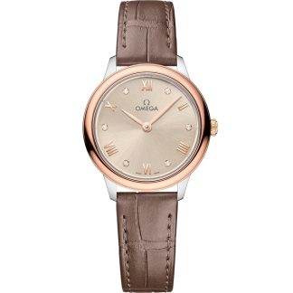 Omega De Ville Prestige 27,5 mm, acciaio-oro Sedna™ su cinturino di pelle 434.23.28.60.59.001