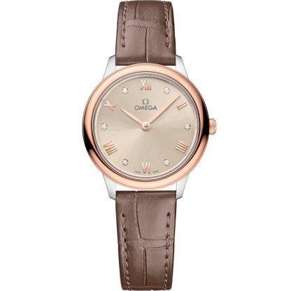 Omega De Ville Prestige 27,5 mm, acciaio-oro Sedna™ su cinturino di pelle 434.23.28.60.59.001