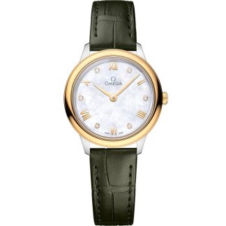 Omega De Ville Prestige 27,5 mm, acciaio-oro giallo su cinturino di pelle 434.23.28.60.55.001