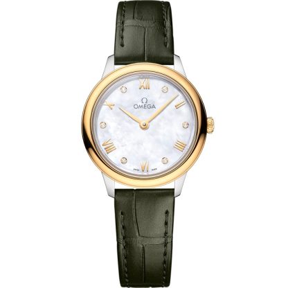 Omega De Ville Prestige 27,5 mm, acciaio-oro giallo su cinturino di pelle 434.23.28.60.55.001