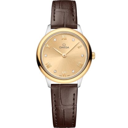 Omega De Ville Prestige 27,5 mm, acciaio-oro giallo su cinturino di pelle 434.23.28.60.58.001