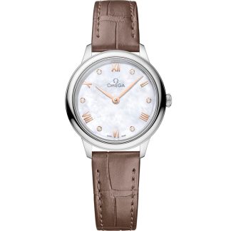 Omega De Ville Prestige 27,5 mm, acciaio su cinturino di pelle 434.13.28.60.55.001