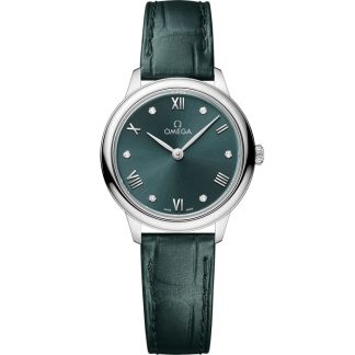 Omega De Ville Prestige 27,5 mm, acciaio su cinturino di pelle 434.13.28.60.60.001