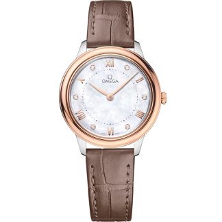 Omega De Ville Prestige 30 mm, acciaio-oro Sedna™ su cinturino di pelle 434.23.30.60.55.001