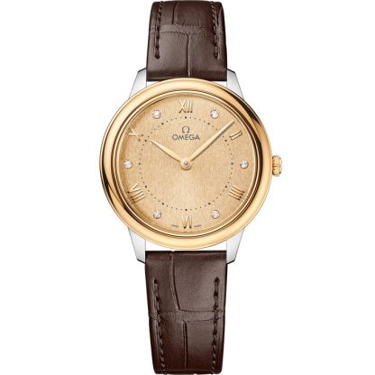 Omega De Ville Prestige 30 mm, acciaio-oro giallo su cinturino di pelle 434.23.30.60.58.001