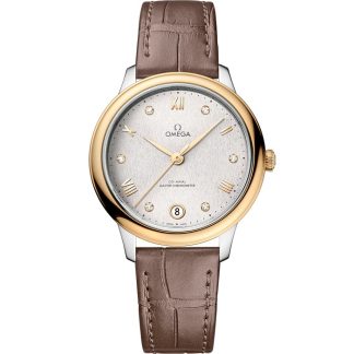 Omega De Ville Prestige 34 mm, acciaio-oro giallo su cinturino di pelle 434.23.34.20.52.002