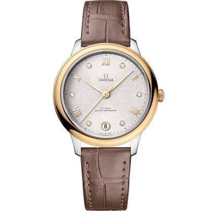 Omega De Ville Prestige 34 mm, acciaio-oro giallo su cinturino di pelle 434.23.34.20.52.002
