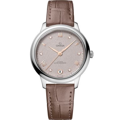 Omega De Ville Prestige 34 mm, acciaio su cinturino di pelle 434.13.34.20.52.002