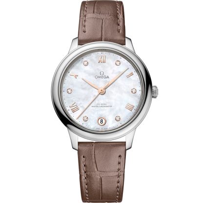 Omega De Ville Prestige 34 mm, acciaio su cinturino di pelle 434.13.34.20.55.001