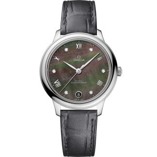 Omega De Ville Prestige 34 mm, acciaio su cinturino di pelle 434.13.34.20.57.001