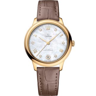 Omega De Ville Prestige 34 mm, oro giallo su cinturino di pelle 434.53.34.20.55.002