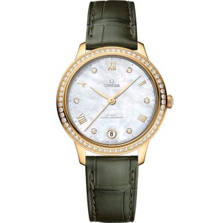 Omega De Ville Prestige 34 mm, oro giallo su cinturino di pelle 434.58.34.20.55.002