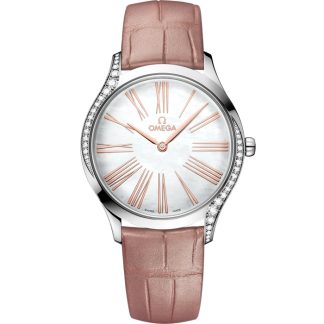 Omega De Ville Trésor 36 mm, acciaio su cinturino di pelle 428.18.36.60.05.002