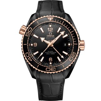Omega Deep Black Seamaster Planet Ocean 600M 45,5 mm, ceramica nera su cinturino in pelle con rivestimento interno in caucciù 215.63.46.22.01.001