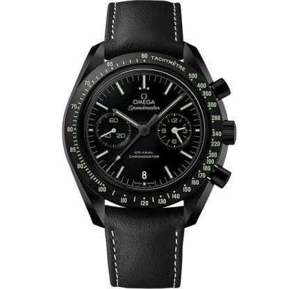 Omega Pitch Black Speedmaster Dark Side of the Moon 44,25 mm, ceramica nera su cinturino di pelle 311.92.44.51.01.004