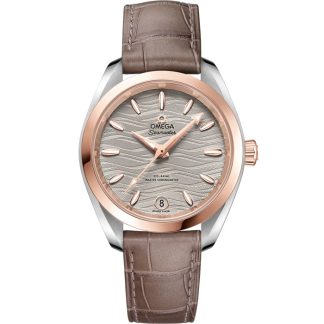 Omega Seamaster Aqua Terra 150M 34 mm, acciaio-oro Sedna™ su cinturino di pelle 220.23.34.20.06.001