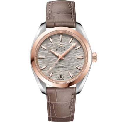 Omega Seamaster Aqua Terra 150M 34 mm, acciaio-oro Sedna™ su cinturino di pelle 220.23.34.20.06.001