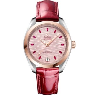 Omega Seamaster Aqua Terra 150M 34 mm, acciaio-oro Sedna™ su cinturino di pelle 220.23.34.20.60.001