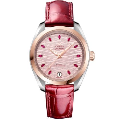 Omega Seamaster Aqua Terra 150M 34 mm, acciaio-oro Sedna™ su cinturino di pelle 220.23.34.20.60.001