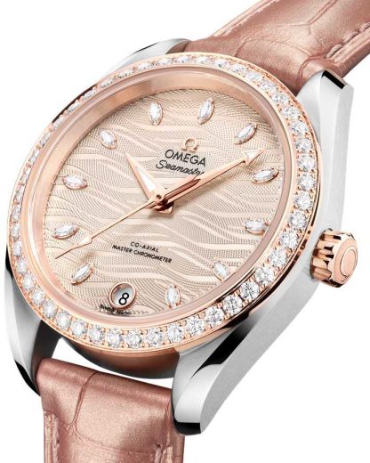 Omega Seamaster Aqua Terra 150M 34 mm, acciaio-oro Sedna™ su cinturino di pelle 220.28.34.20.59.001 - immagine 4