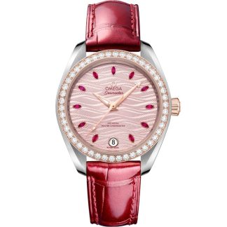 Omega Seamaster Aqua Terra 150M 34 mm, acciaio-oro Sedna™ su cinturino di pelle 220.28.34.20.60.001