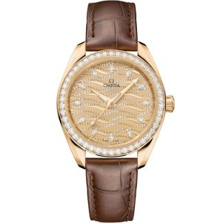Omega Seamaster Aqua Terra 150M 34 mm, oro Moonshine™ su alligatore 220.58.34.20.99.008