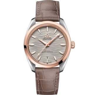 Omega Seamaster Aqua Terra 150M 38 mm, acciaio-oro Sedna™ su cinturino di pelle 220.23.38.20.06.001