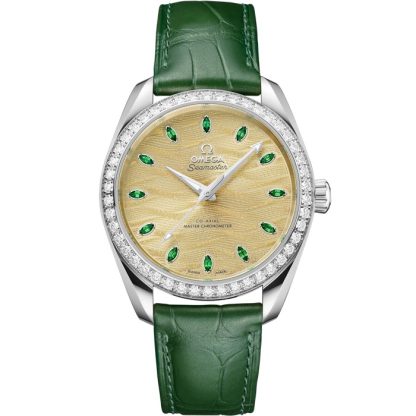 Omega Seamaster Aqua Terra 150M 38 mm, oro Canopus Gold™ su alligatore 220.58.38.20.99.008