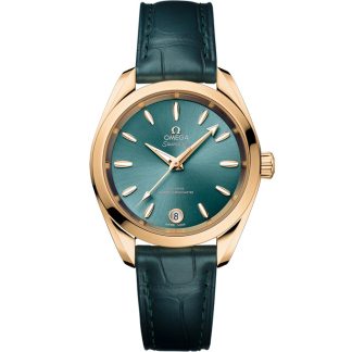 Omega Seamaster Aqua Terra Shades 34 mm, oro Moonshine™ su cinturino di pelle 220.53.34.20.10.001