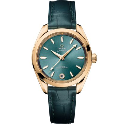 Omega Seamaster Aqua Terra Shades 34 mm, oro Moonshine™ su cinturino di pelle 220.53.34.20.10.001