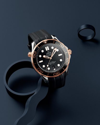 Omega Seamaster Diver 300M 42 mm, acciaio-oro Sedna™ su cinturino in caucciù 210.22.42.20.01.002 - immagine 4
