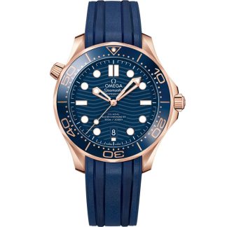 Omega Seamaster Diver 300M 42 mm, oro Sedna™ su cinturino in caucciù 210.62.42.20.03.001